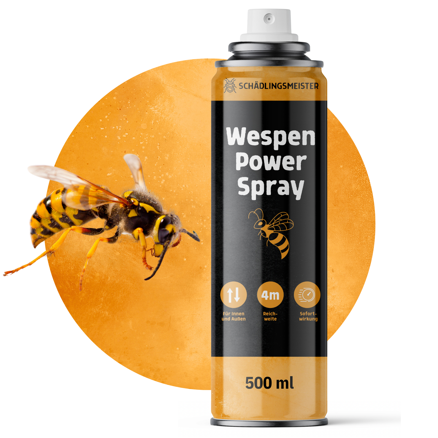 Schädlingsmeister WESPEN POWER SPRAY - 500ml - 4m Reichweite (Wespenspray, Wespengift)