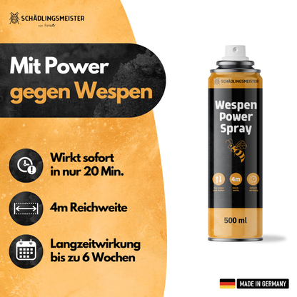 Schädlingsmeister WESPEN POWER SPRAY - 500ml - 4m Reichweite (Wespenspray, Wespengift)