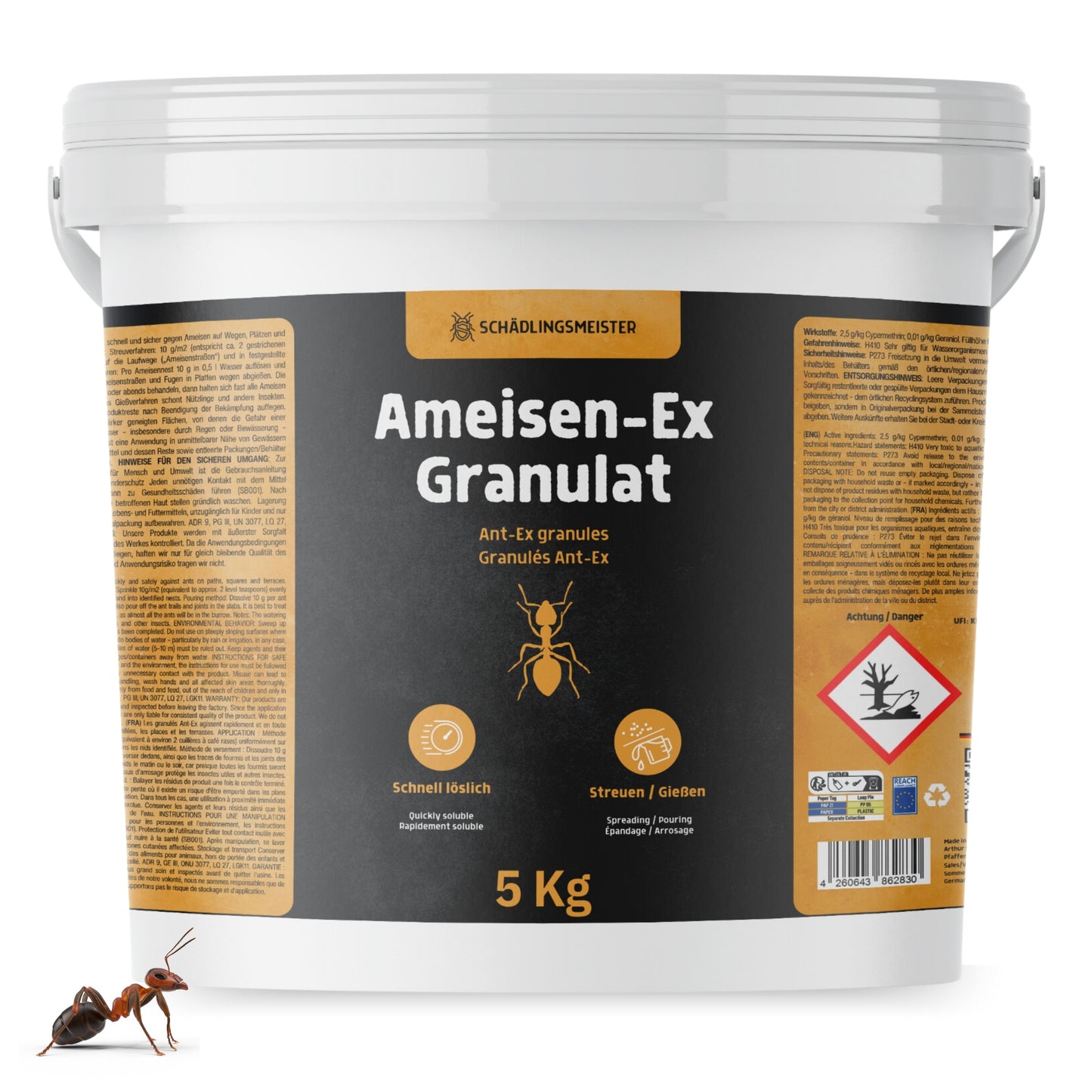 SCHÄDLINGSMEISTER Ameisen-Ex Granulat - Ameisenstreu XXL - 5 Kg